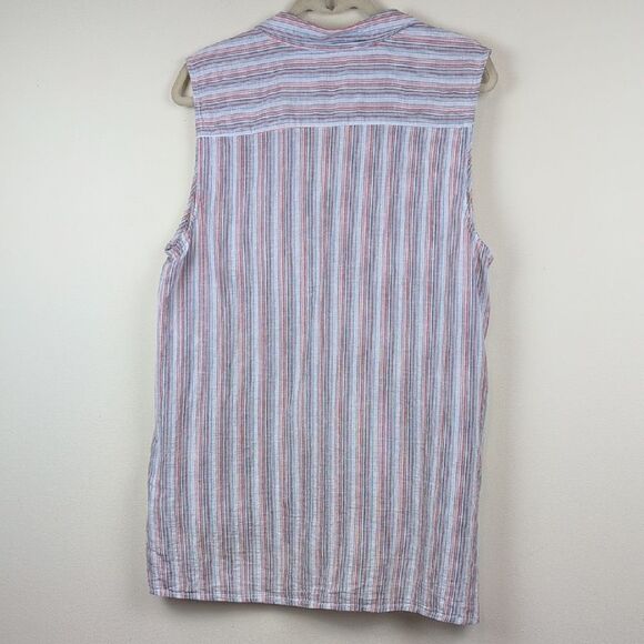 Beachlunchlounge Mixed Stripes Sleeveless Button-Up High Low Hem Top Size XL - Picture 7 of 9